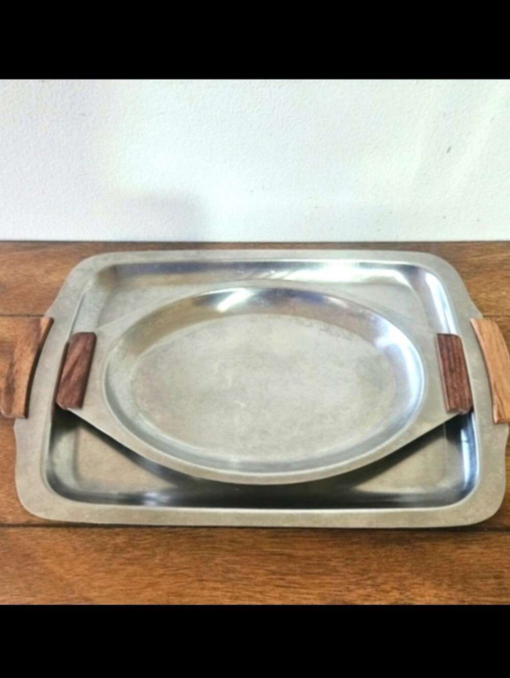 Set of Vintage MCM Stainless Steel Serving Trays